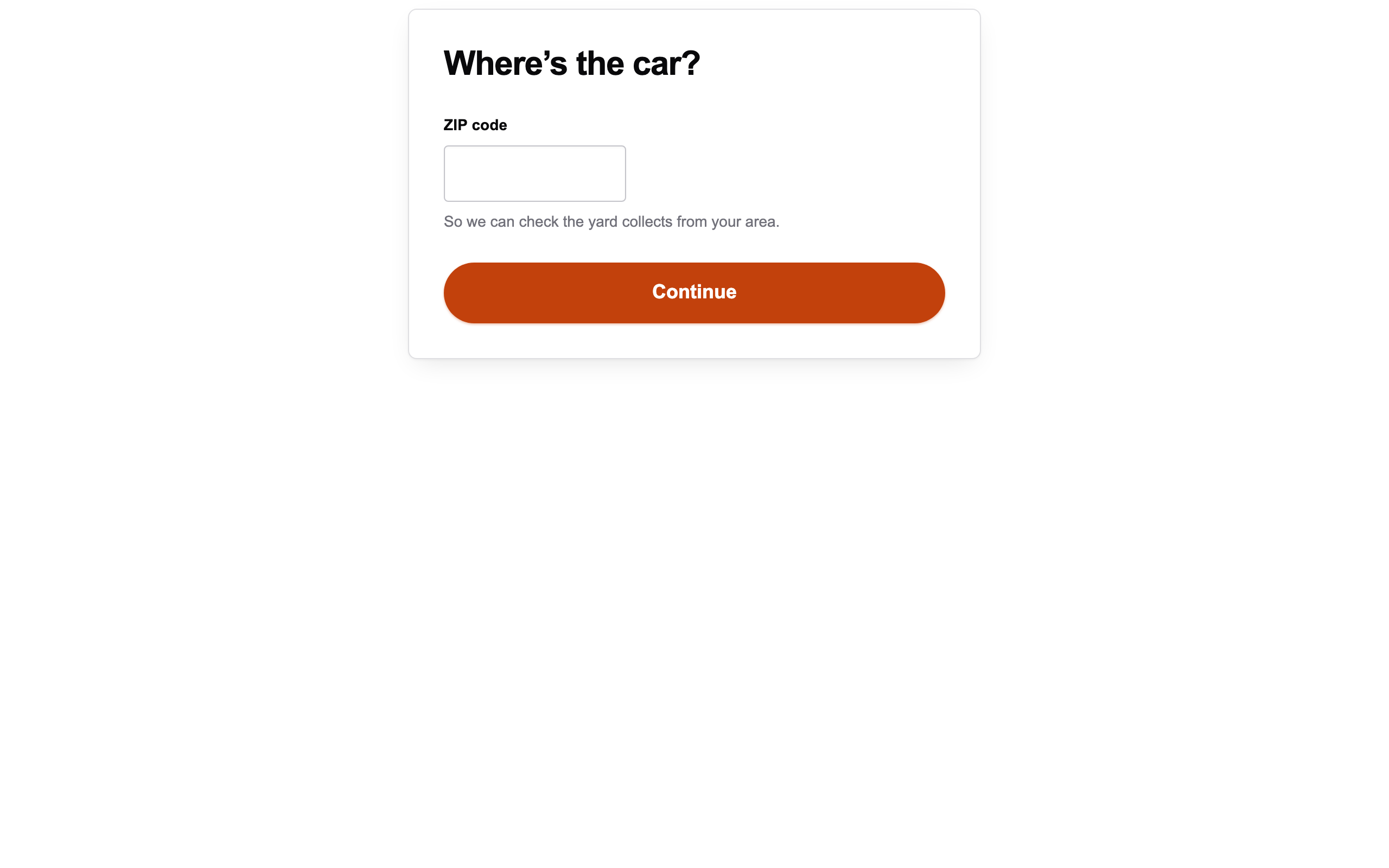 The first screen of the seller form